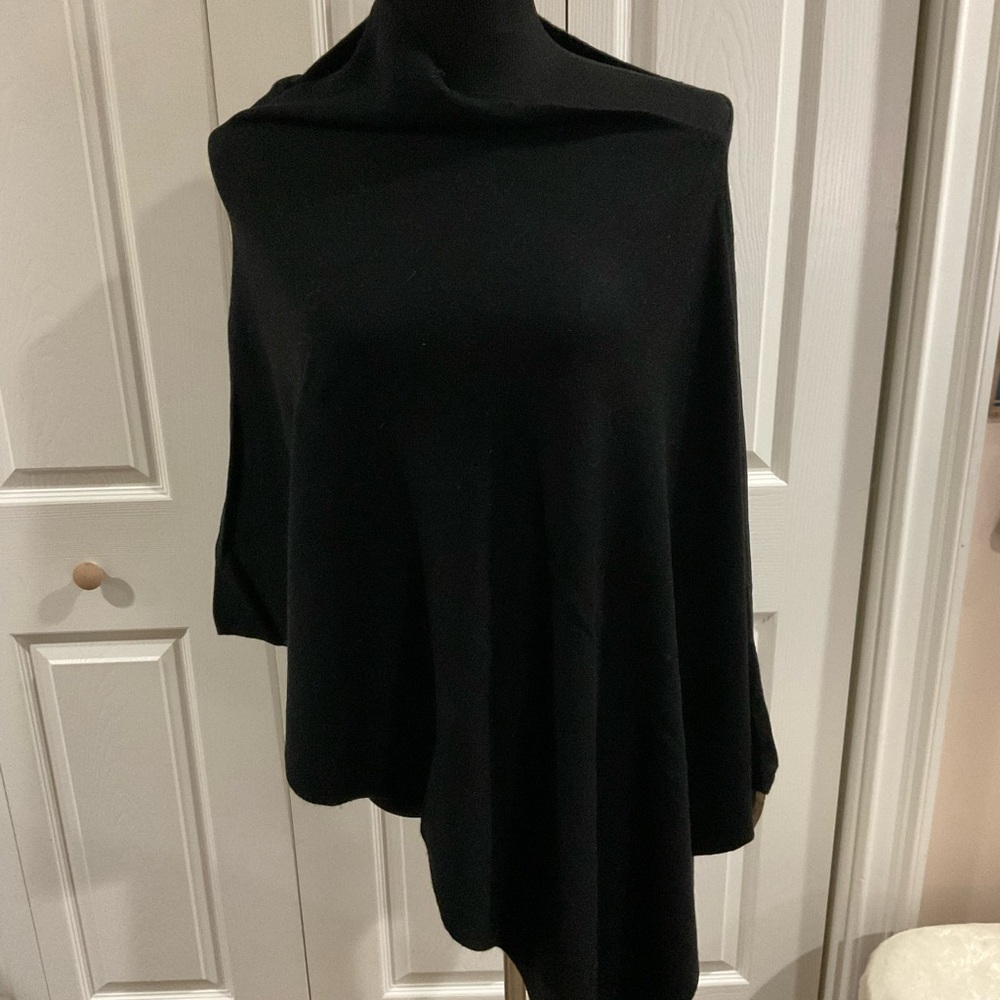 Black Women's Poncho - Classic Draped Knit